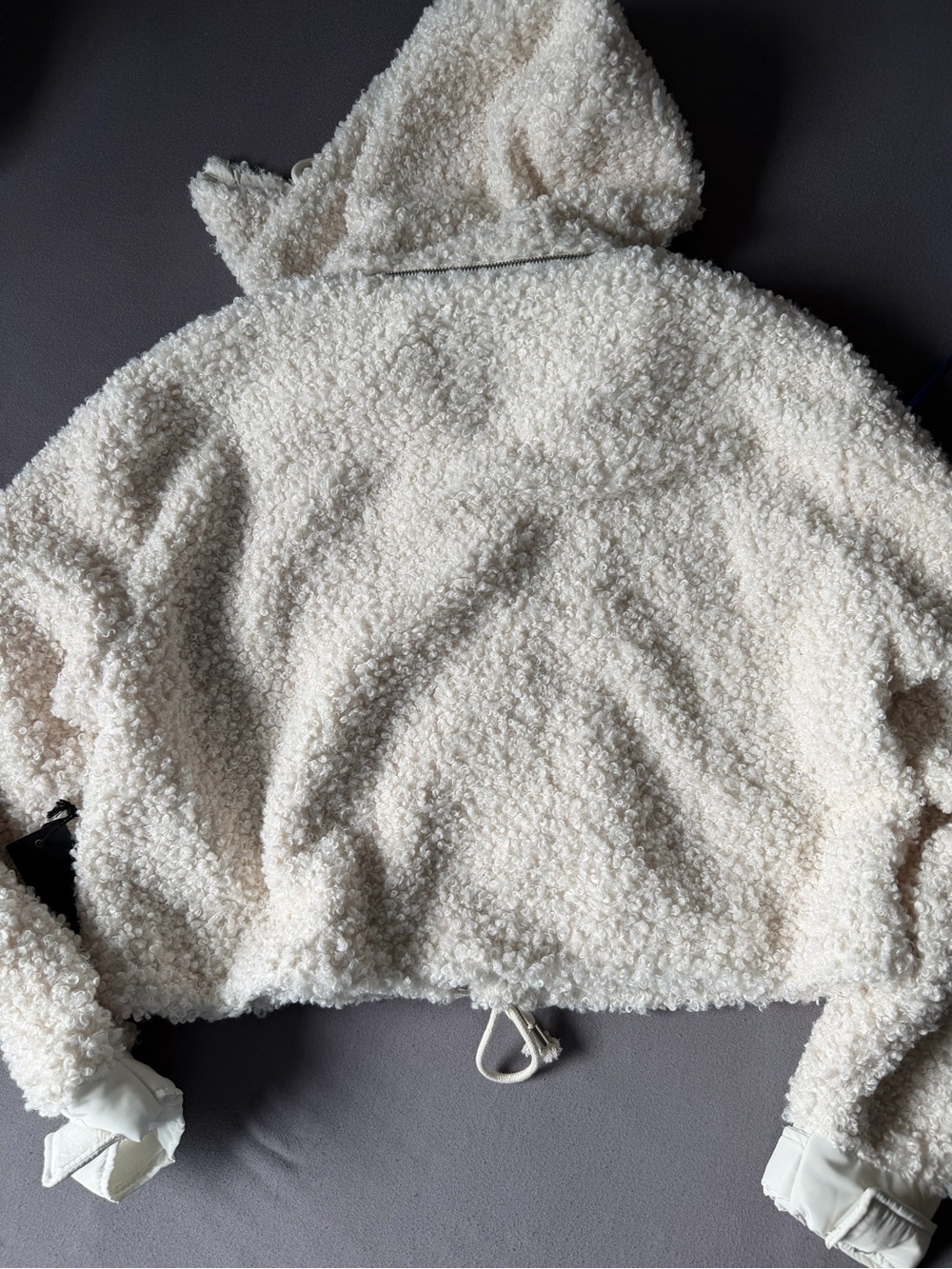 Forever 21 Cream Sherpa Women’s Hooded Cropped Jacket Size M NWT - Picture 7 of 7